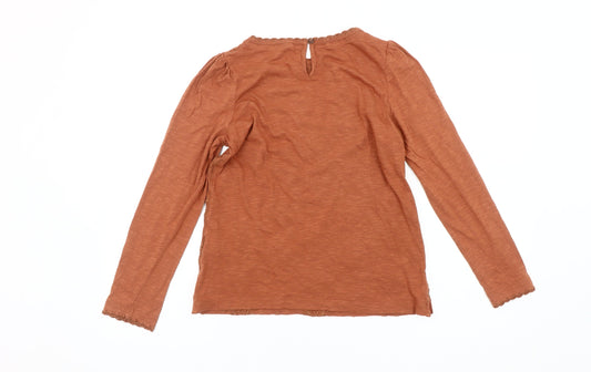 White Stuff Women's Brown Embroidered Blouse, Size 8