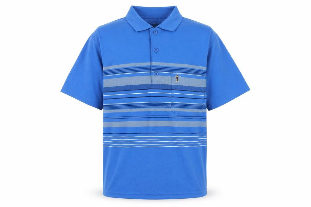 Jinhaolai Men's Blue Striped Polo Shirt L