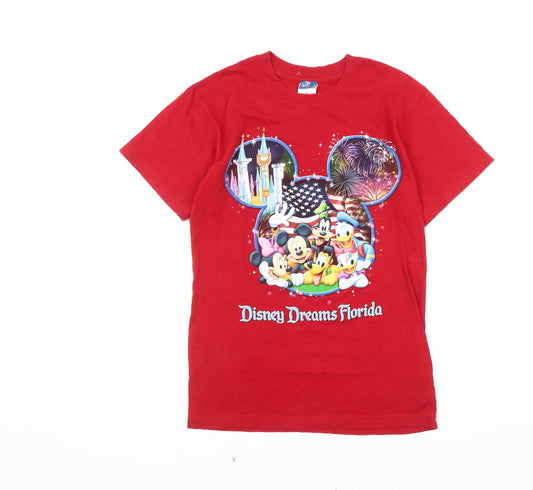 Disney Unisex Red Graphic T-Shirt, Size S, Classic Crew