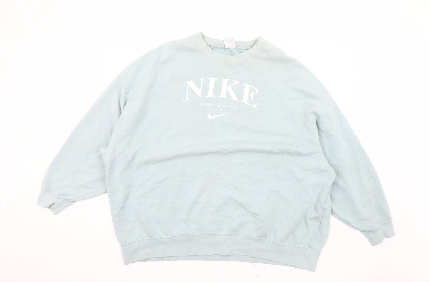 Nike Unisex Blue Pullover Sweatshirt M, Logo Print, Fleece