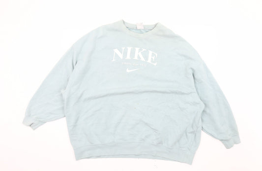 Nike Unisex Blue Pullover Sweatshirt M, Logo Print, Fleece