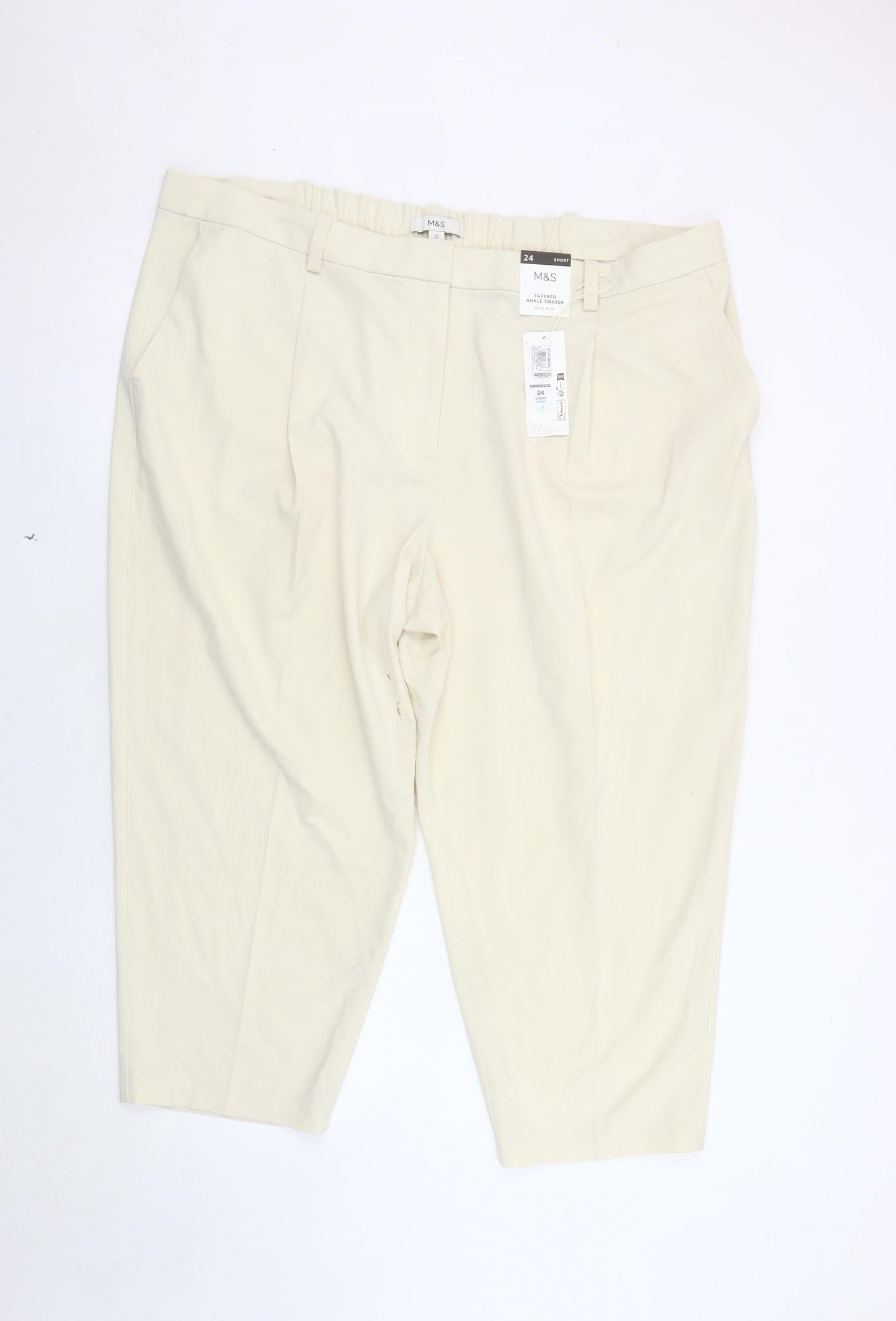 Marks and Spencer Women's Ivory Ankle Trousers, Size 24
