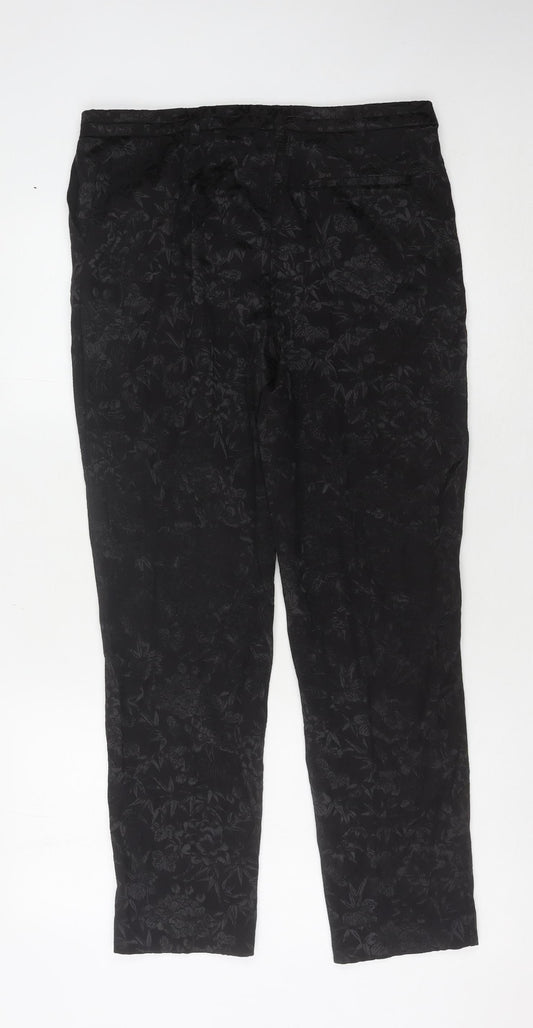 Oasis Women's Black Floral Trouser Size 12