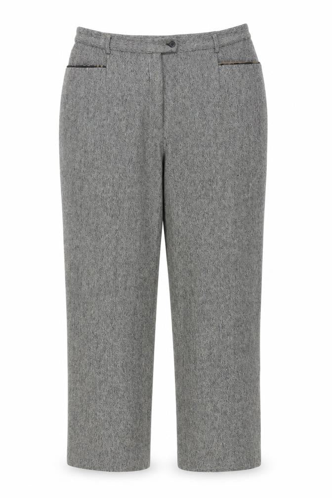 Front view of Oscar B. Women's Grey Trousers, size 18, Herringbone