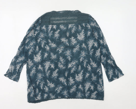 White Stuff Women's Blue Floral Long Sleeve Top Size 12