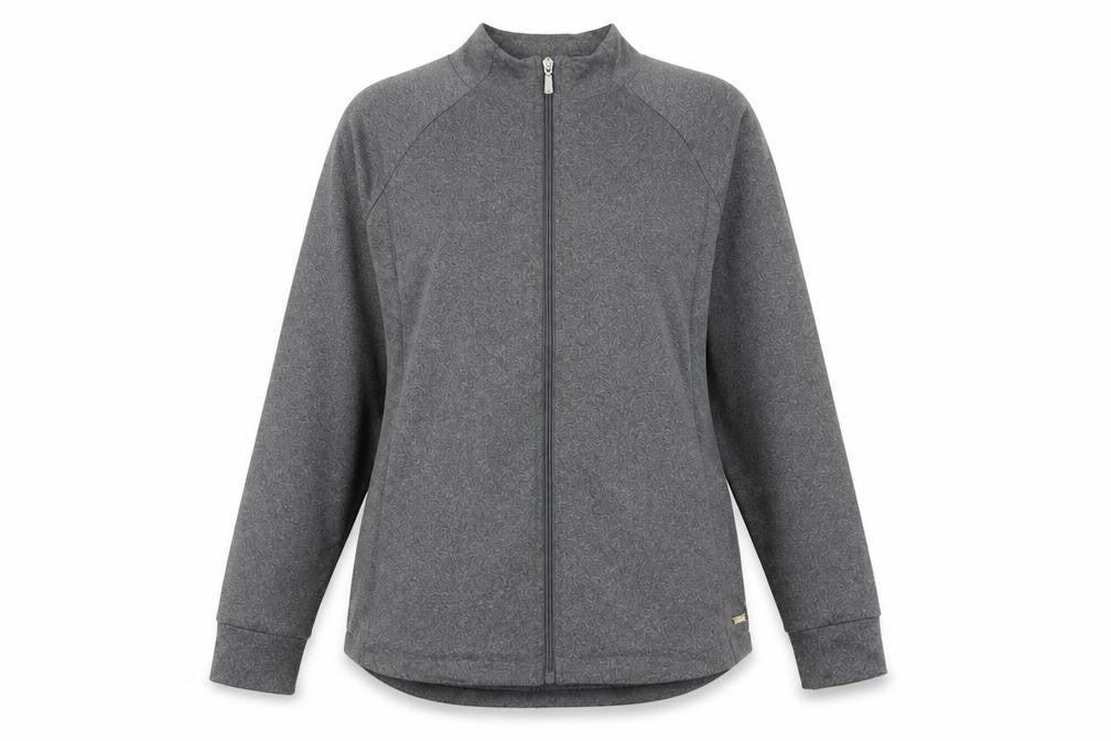 Front view of Dash Women's Grey Basic Jacket, size 14, Full Zip