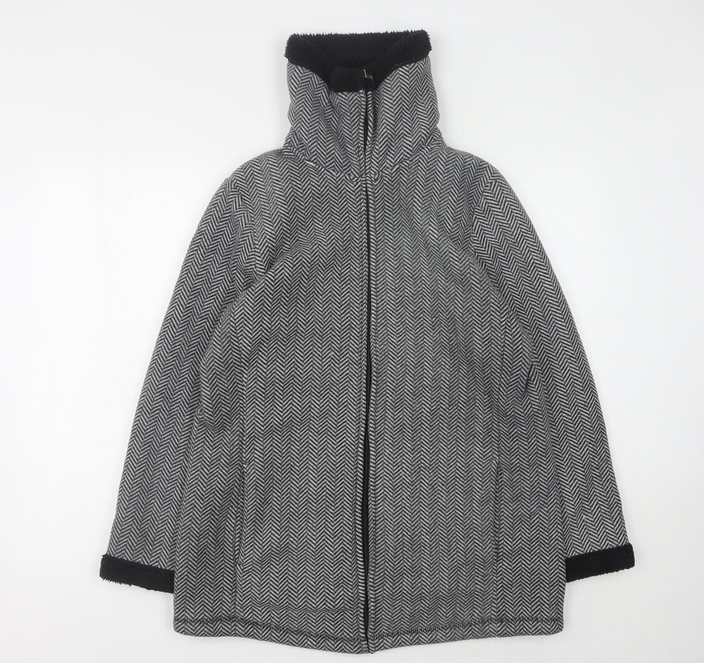 Bonmarché Women's Grey Herringbone Coat M