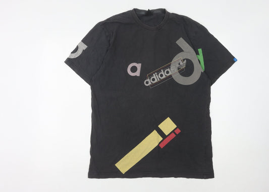 Adidas Mens Black Graphic Print T-Shirt L