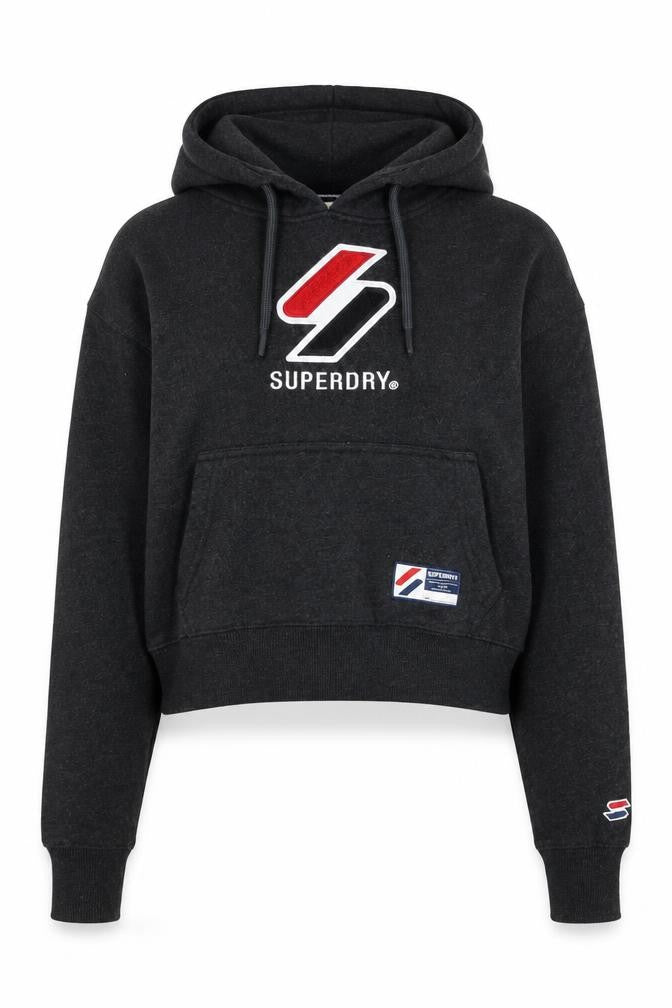 Womens UK 12 Regular Superdry Black Pullover Hoodie