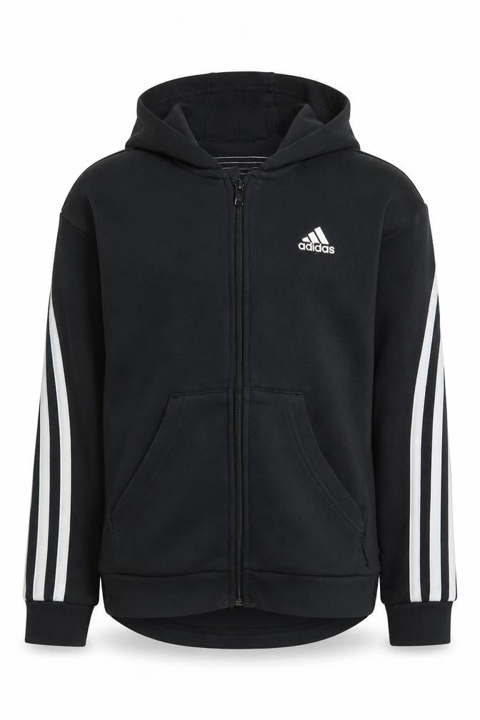 Adidas Girls Black Full Zip Hoodie - Size 11-12 Years