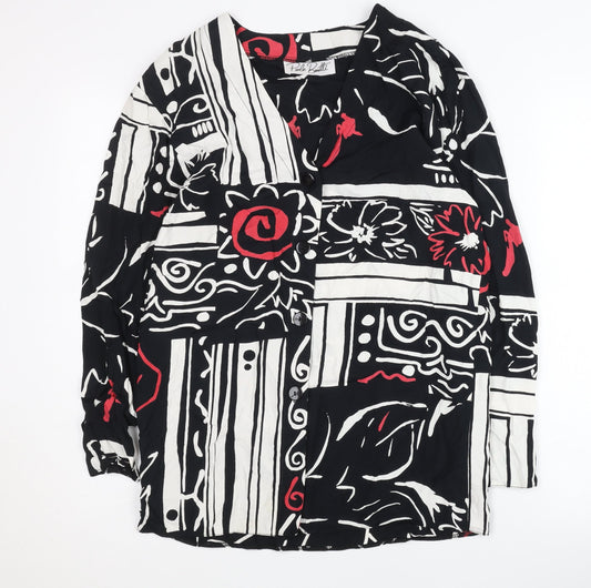 Paolo Benetti Women's Multicoloured V-Neck Blouse Size 10
