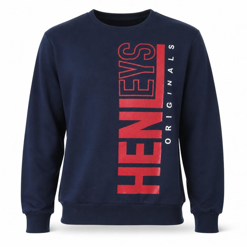 Henleys Men's Blue XL Graphic Print Pullover Sweatshirt