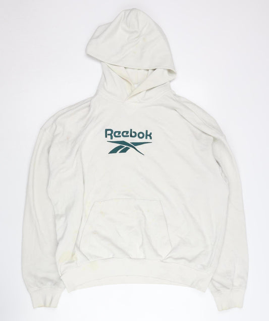 Reebok Unisex White Hoodie Large Casual Pullover