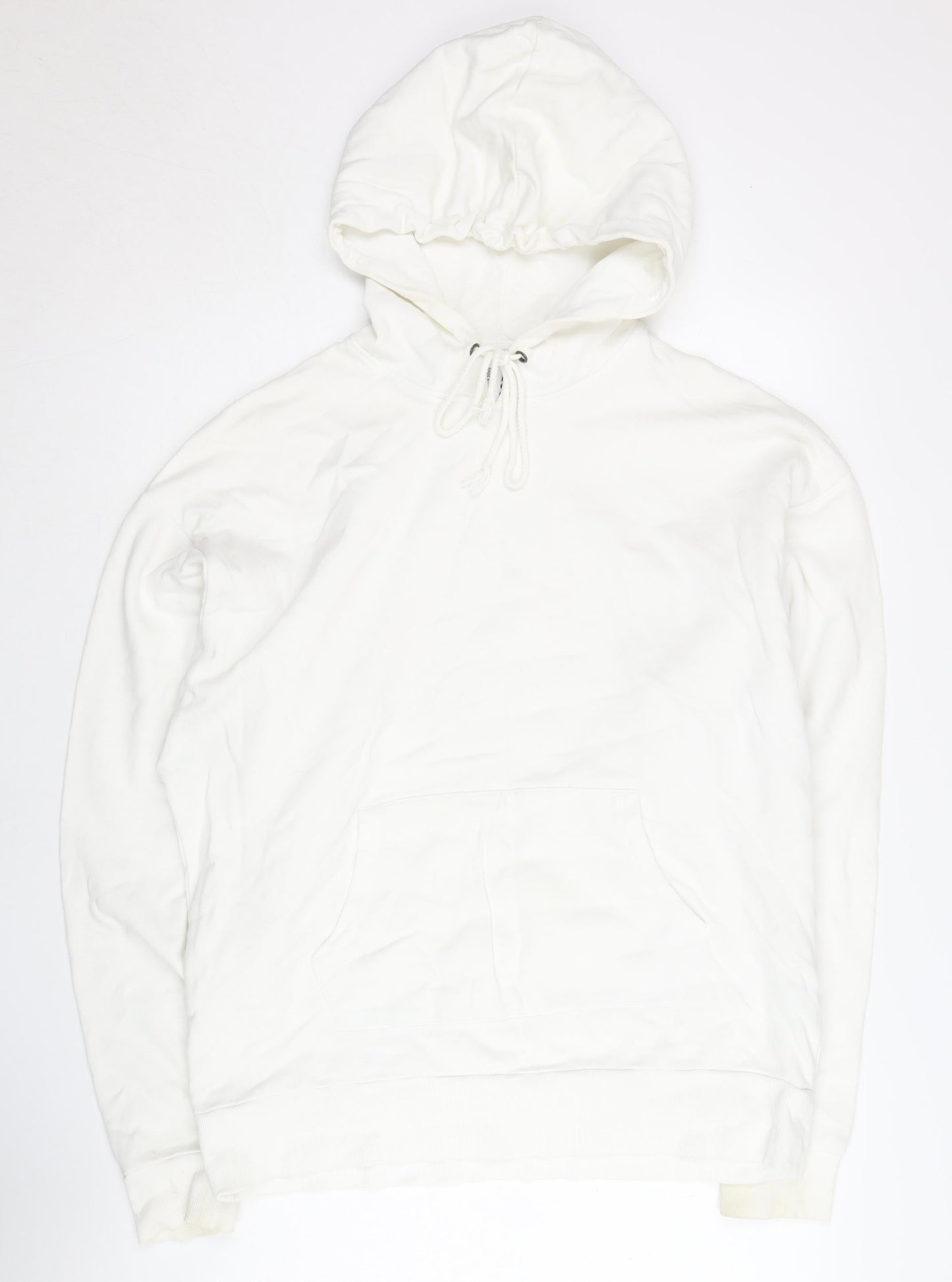 Collusion Men's White Hoodie L Pullover Cotton