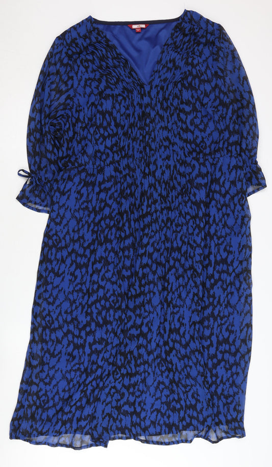 Joe Browns Women’s Blue Animal Print Dress, Size 18, V-Neck