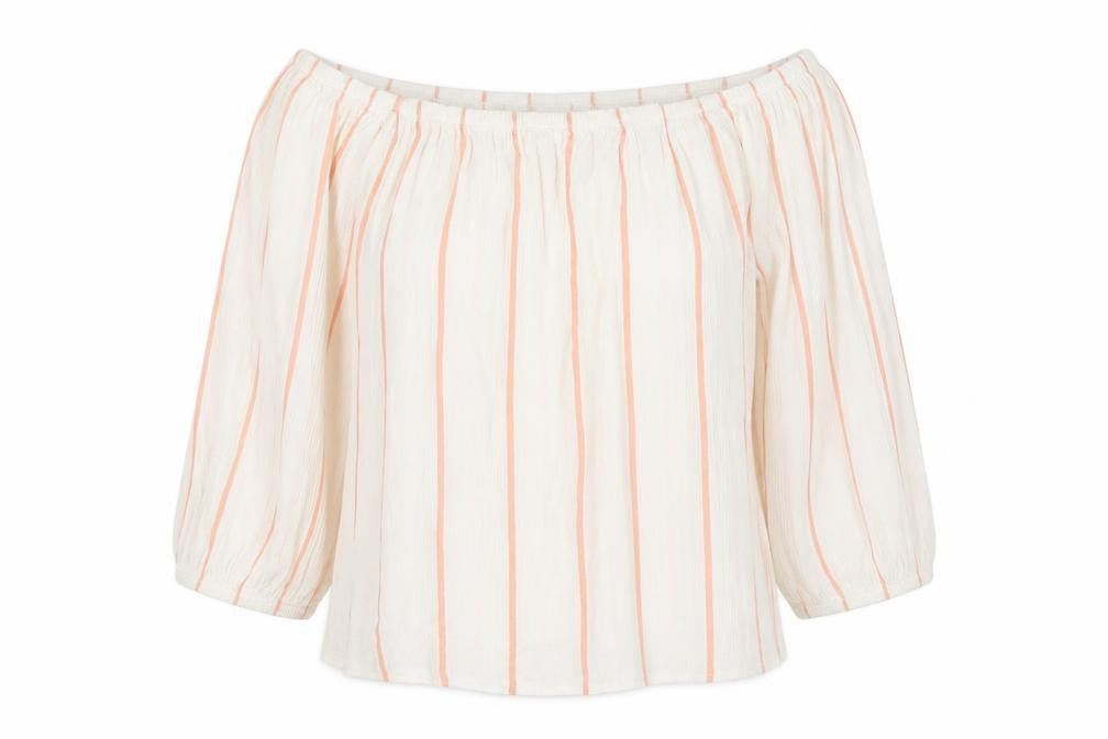 Front view of Miss Selfridge Women's White Striped Blouse UK 10