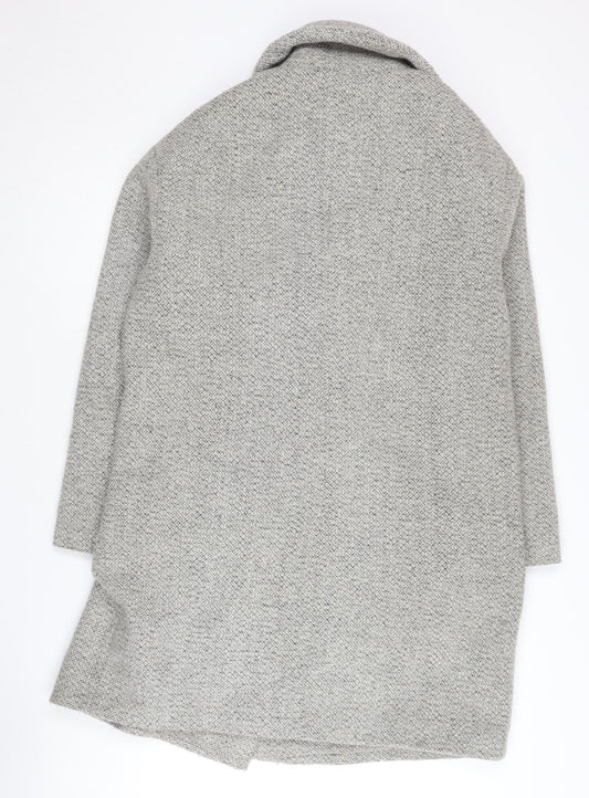 Oasis Women's Grey XS Pea Coat, Lined with Button Accents