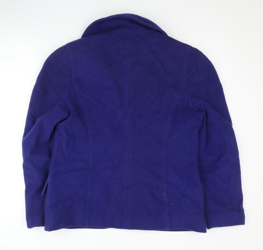 Women's Blue Wool Cashmere Blazer Shawl Lapel Size 2