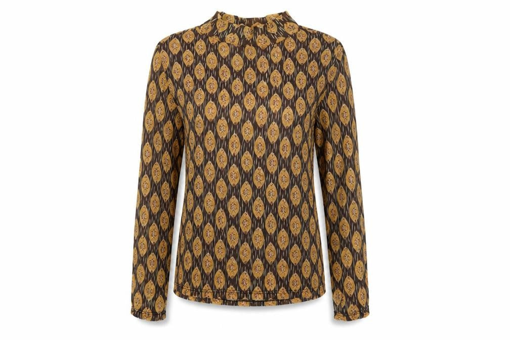 Chastar Women's Brown Geometric Blouse S