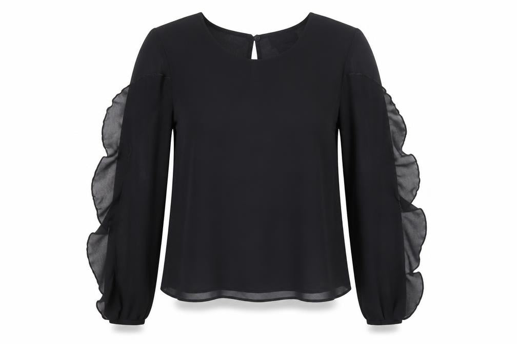 River Island Women's Black Chiffon Blouse S