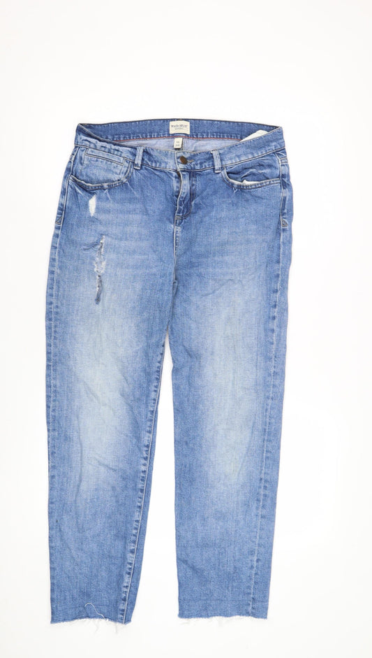 White Stuff Blue Boyfriend Jeans, Size 8, Women’s, Distressed