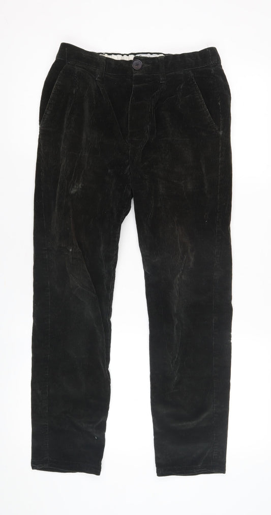 Ed Walters Boys Black Corduroy Trousers - Size S, Relaxed Fit