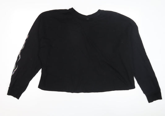 ASOS Women's Black Cropped Long Sleeve T-Shirt