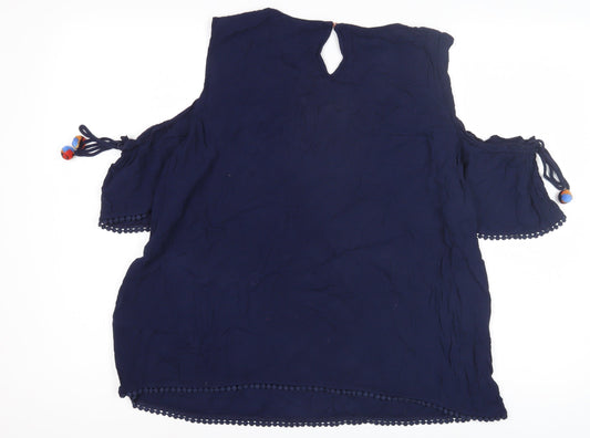 Tom Tailor Denim Blue XL Women's Cold Shoulder Blouse