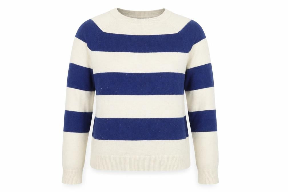 Marks and Spencer Women's Blue Stripe Pullover Jumper Size S