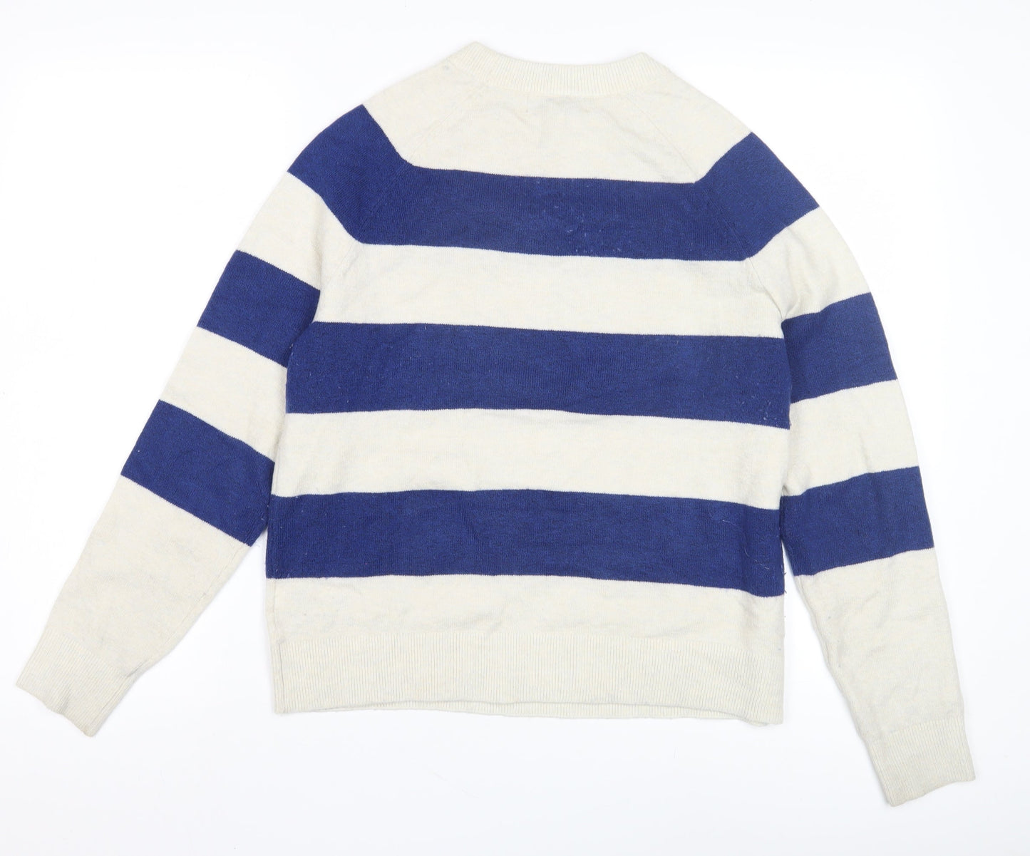 Marks and Spencer Women's Blue Stripe Pullover Jumper Size S