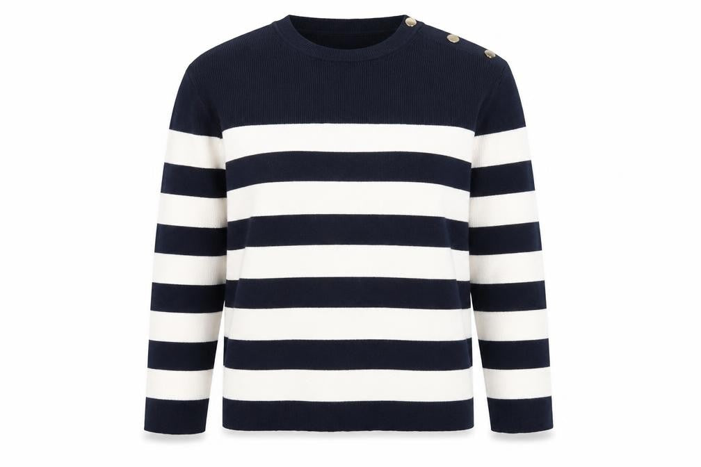 Marks and Spencer Women's Blue Striped Pullover Jumper M