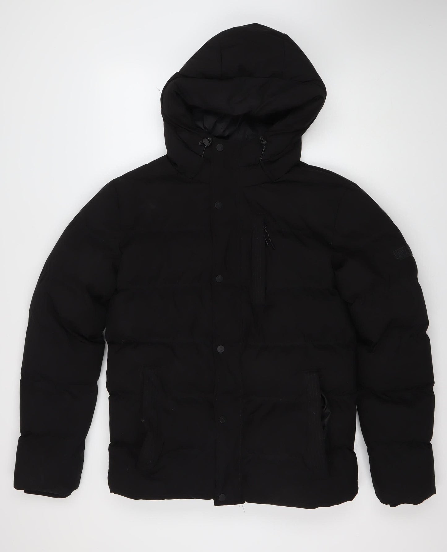 STATUS Men's Black Puffer Jacket - S, Hooded Winter Style