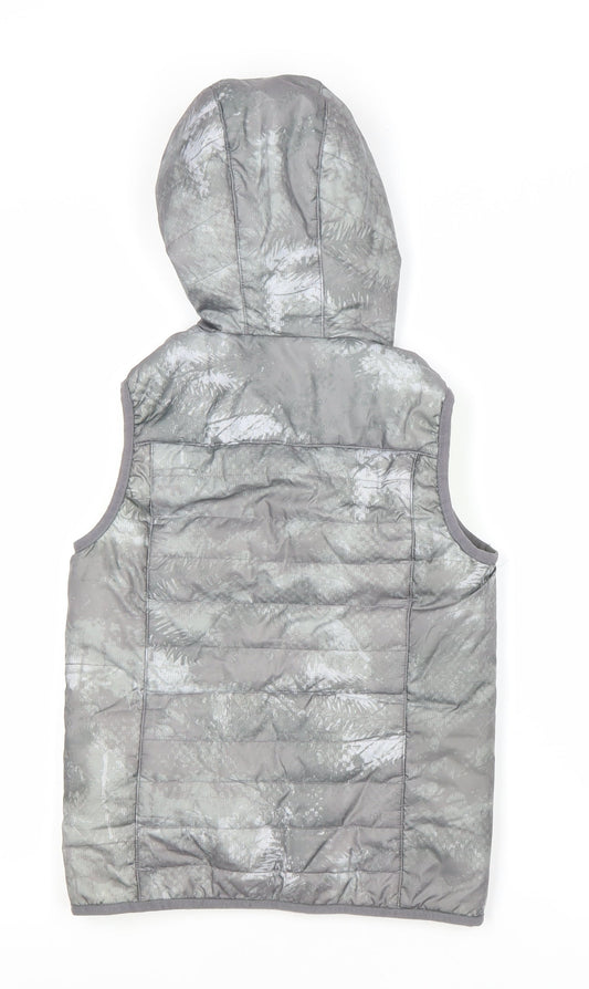 Decathlon Boys Grey Hooded Puffer Jacket 8 Years
