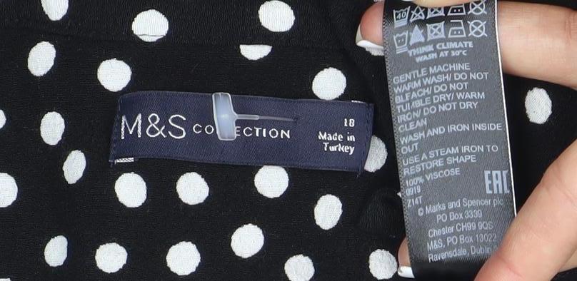 Marks and Spencer Women's Black Polka Dot Blouse Size 18