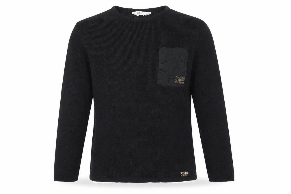 H&M Boys Black Pullover Jumper, Size 11 Years, Crew Neck
