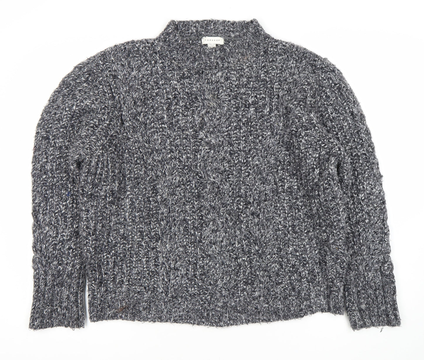Topshop Women's Grey Chunky-Knit Jumper, Size 14