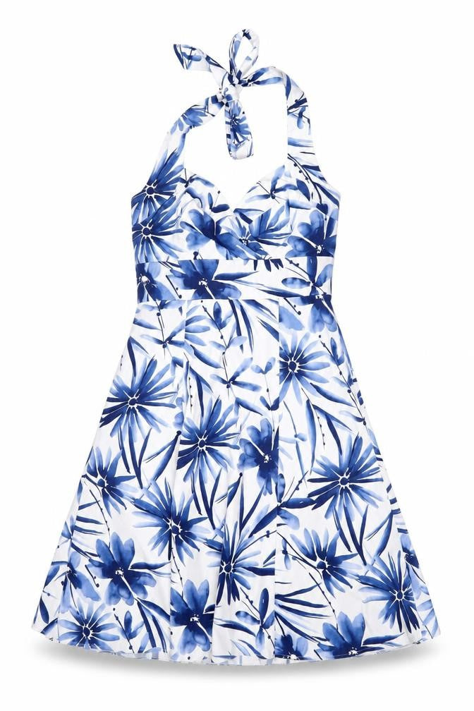 Wallis Women's Blue Floral A-Line Dress Size 10