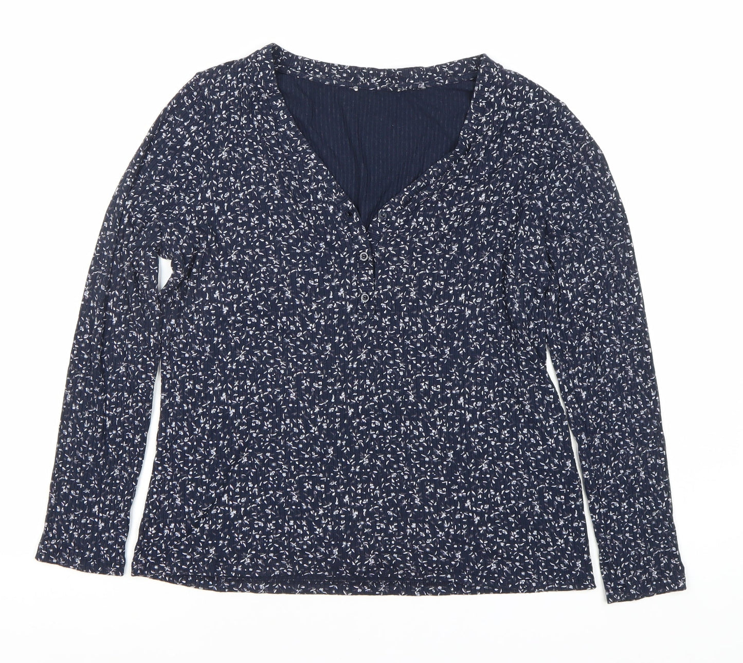 Marks and Spencer Women's Blue Floral Long Sleeve Blouse