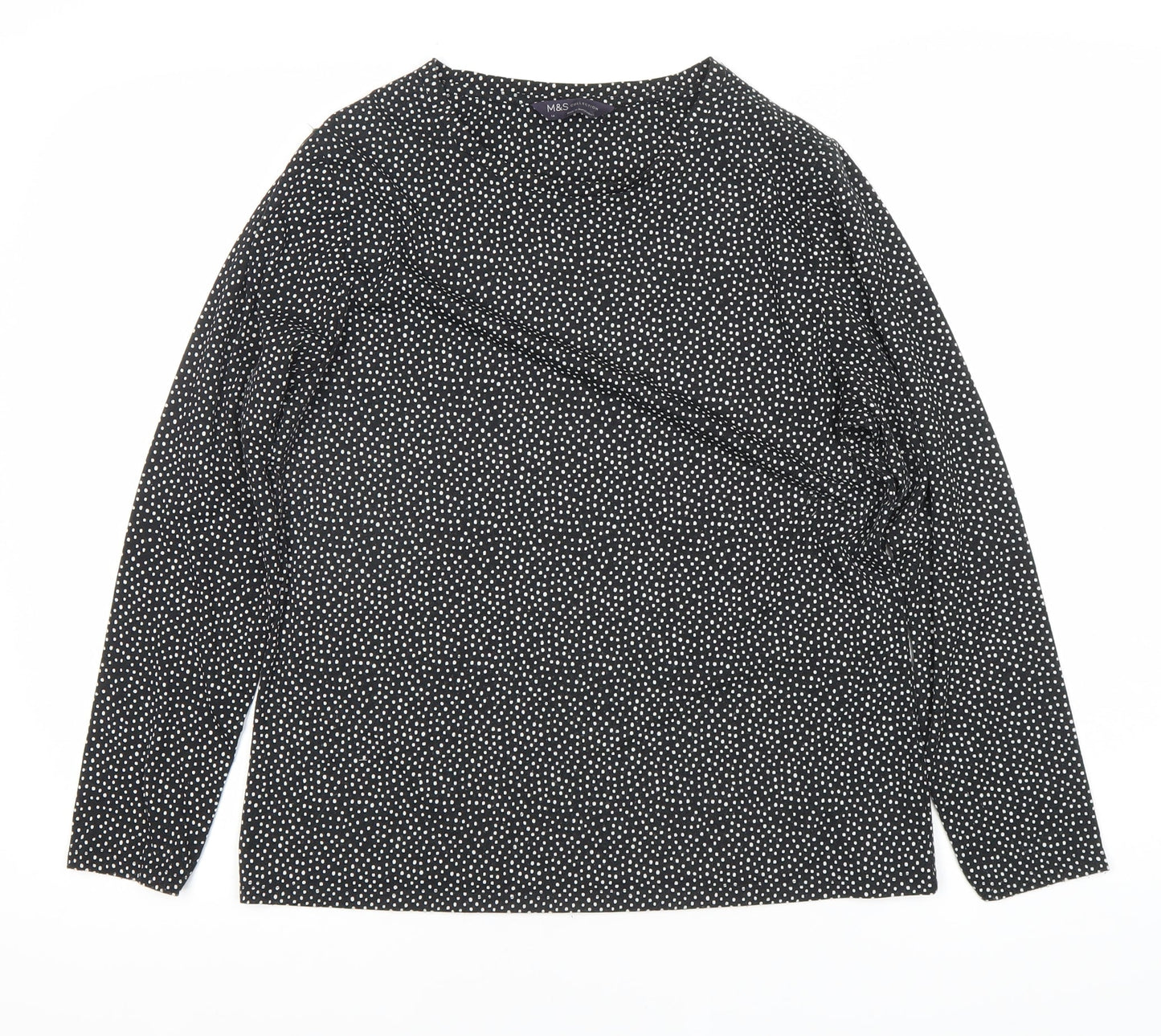 Marks and Spencer Black Polka Dot Top - Size 14