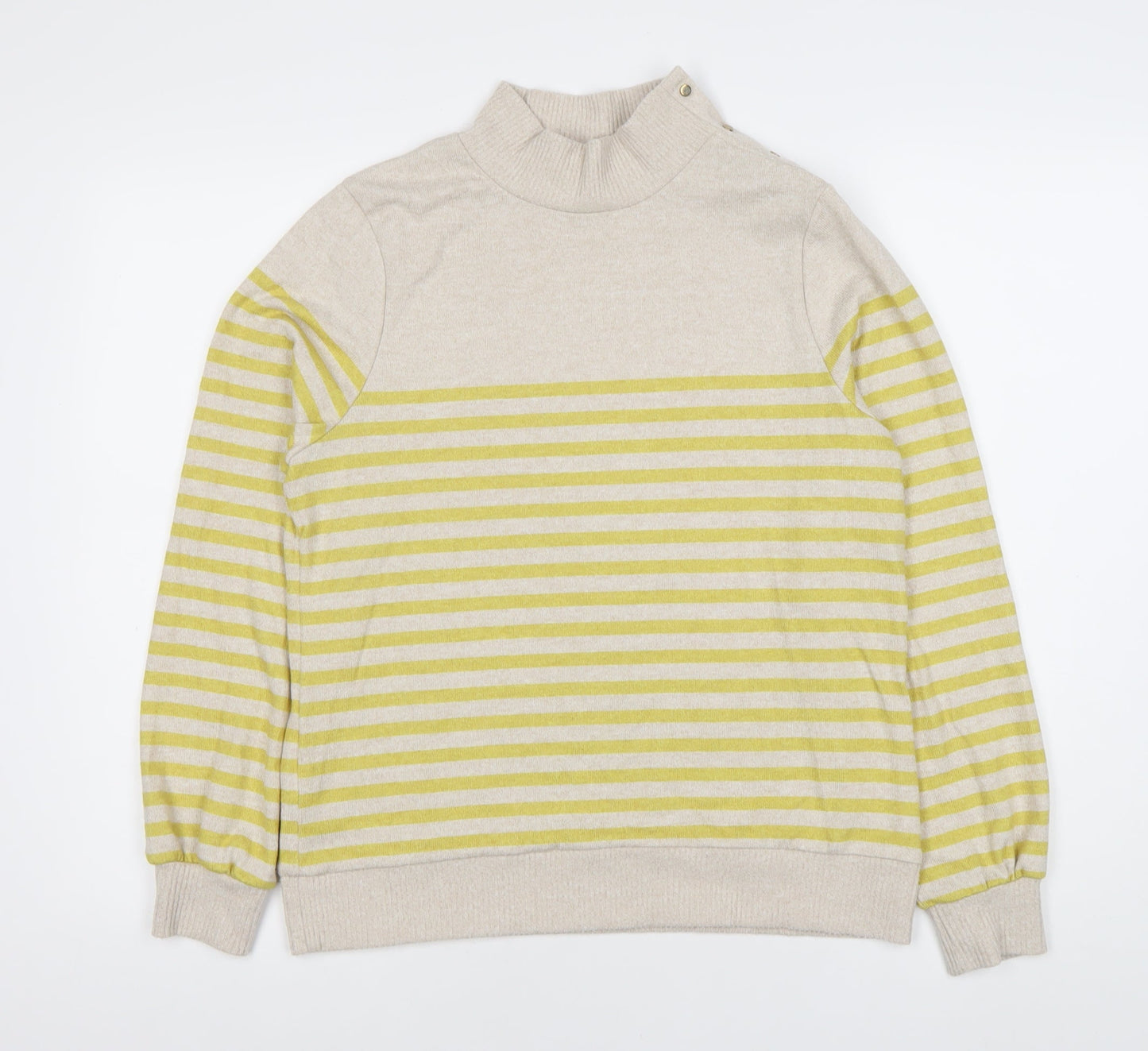 Next Women's Beige Striped Mock Neck Pullover Size 14