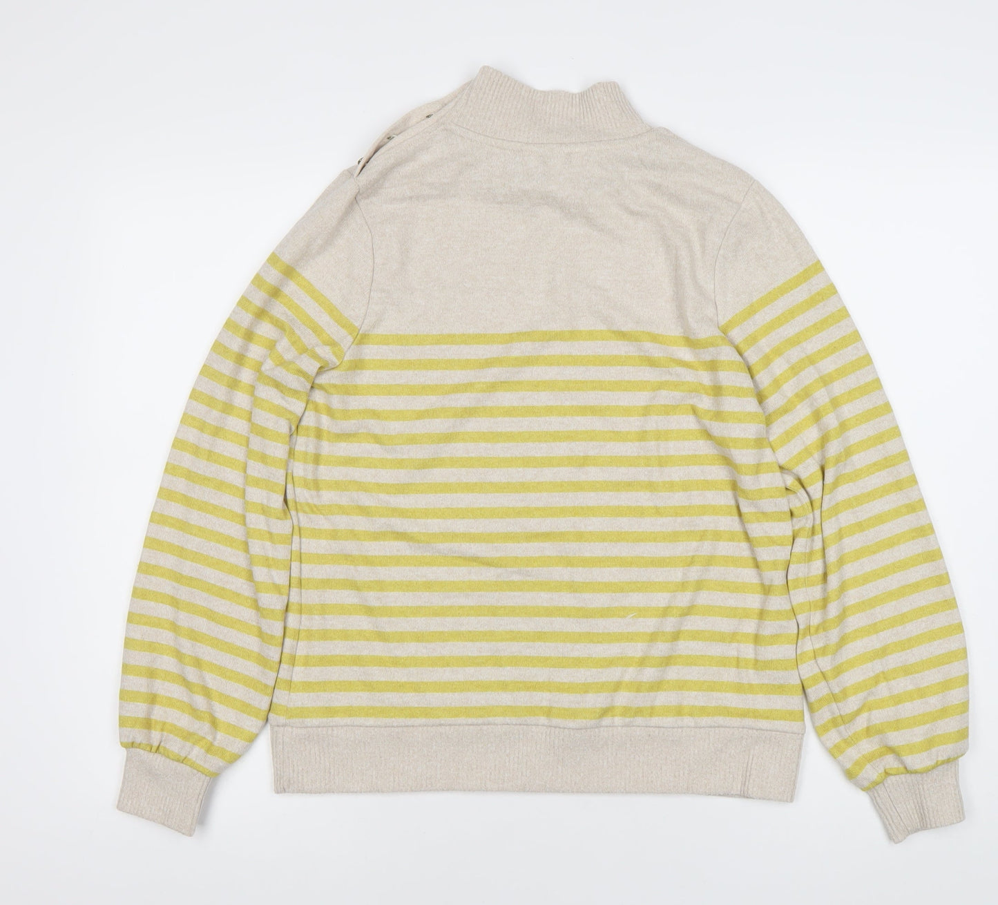 Next Women's Beige Striped Mock Neck Pullover Size 14