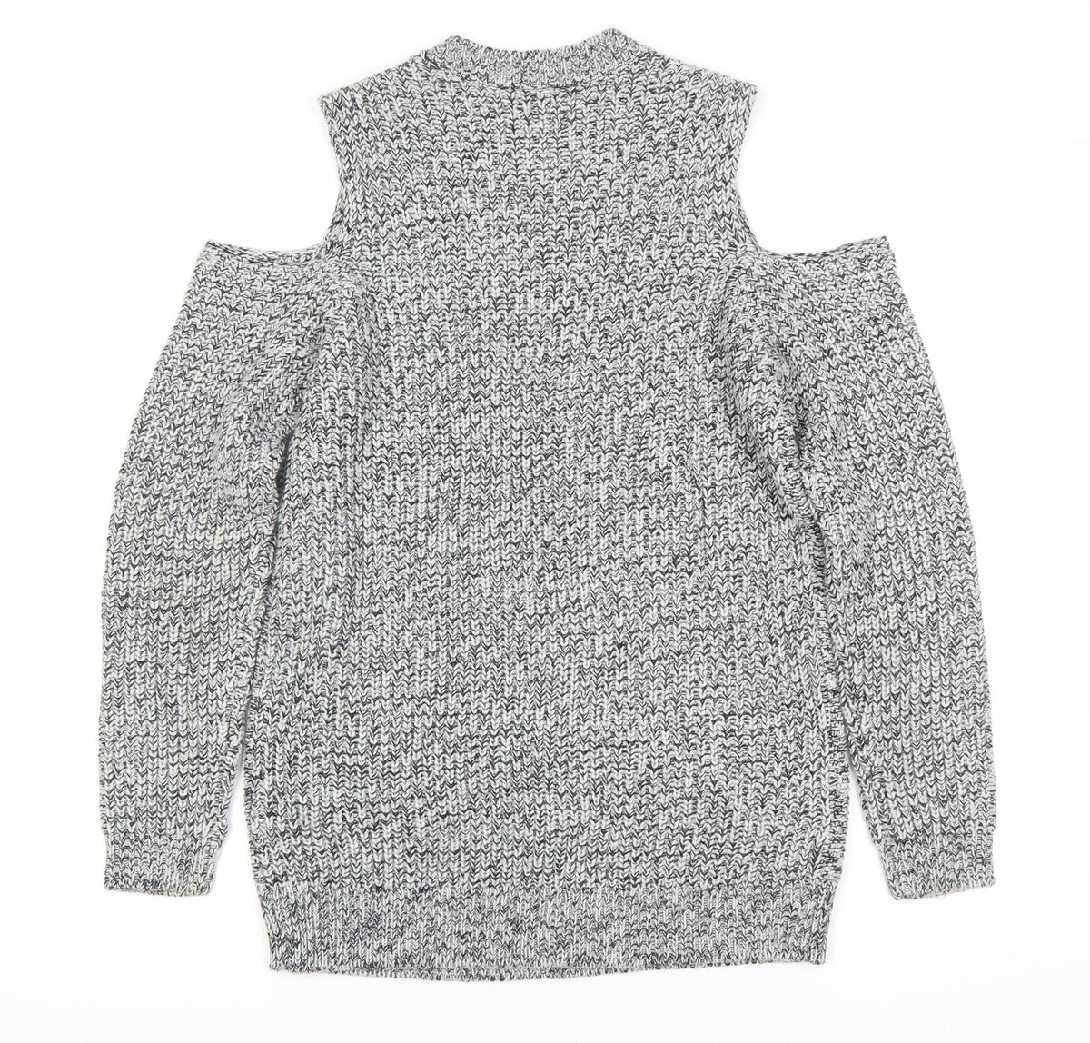 BE YOU Women's Grey Cold Shoulder Knit Jumper - Size 12