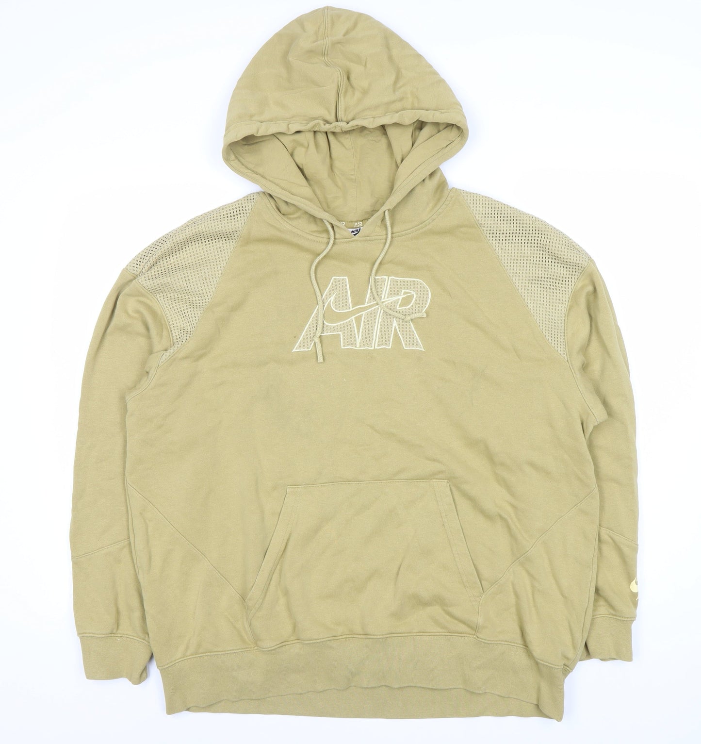Nike Men's Beige Medium Pullover Hoodie with Logo
