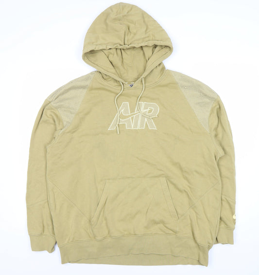 Nike Men's Beige Medium Pullover Hoodie with Logo