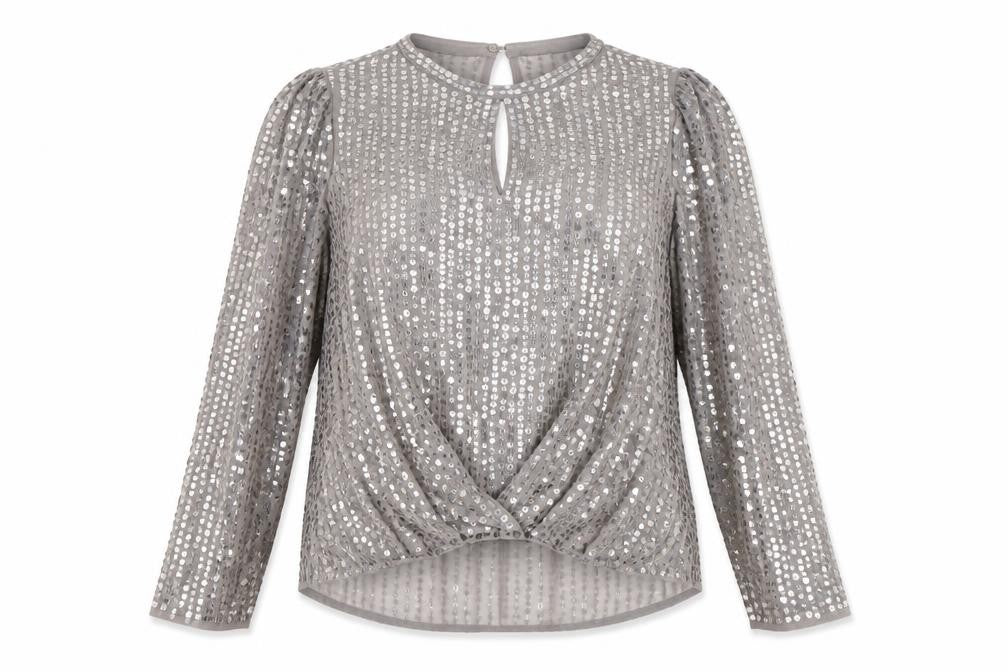 River Island Women's Grey Sequin Blouse Size 12