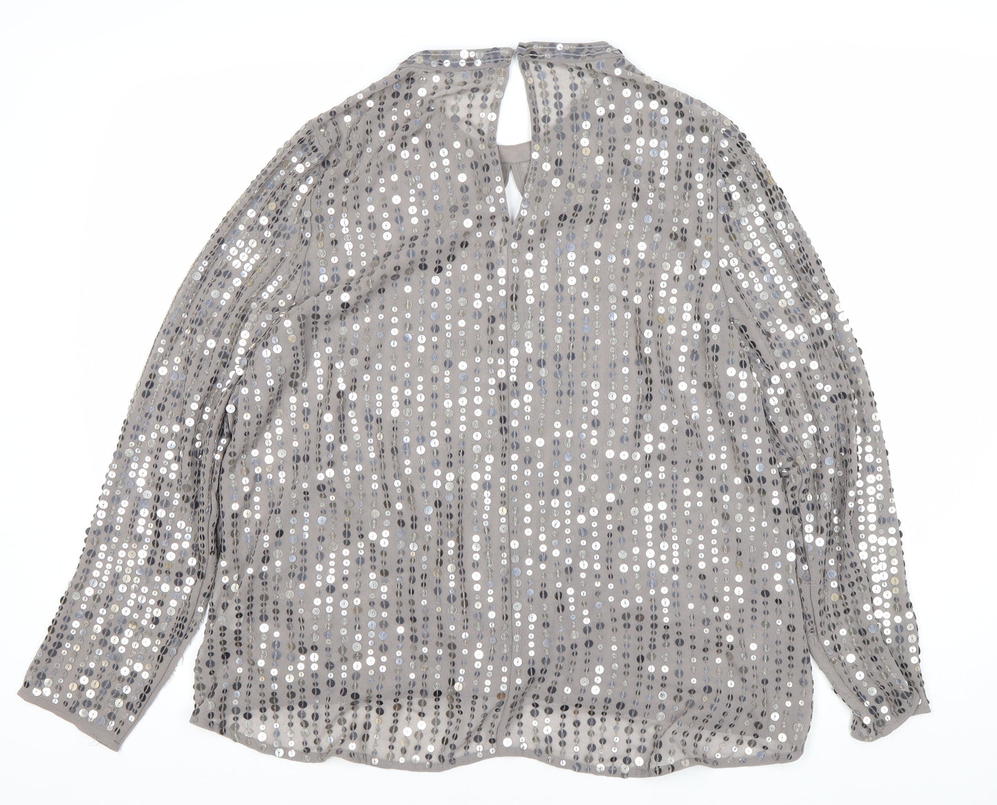 River Island Women's Grey Sequin Blouse Size 12
