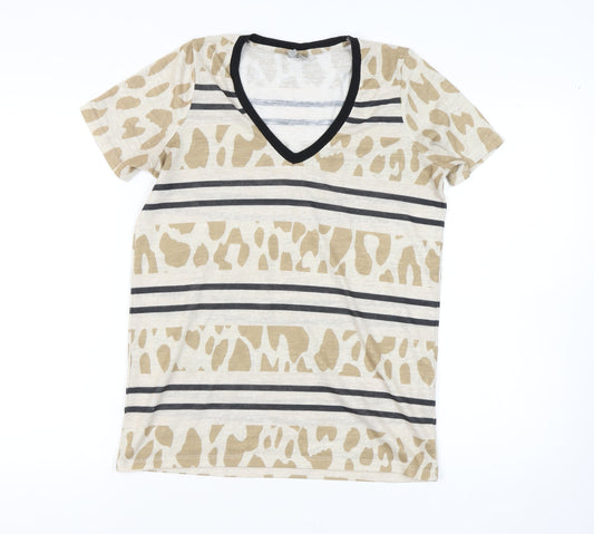 ASOS Women's Beige V-Neck T-Shirt Size 6, Casual Summer Top