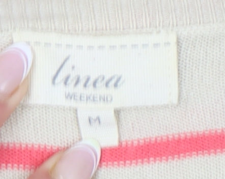 Linea Women's Beige Striped Pullover Jumper M