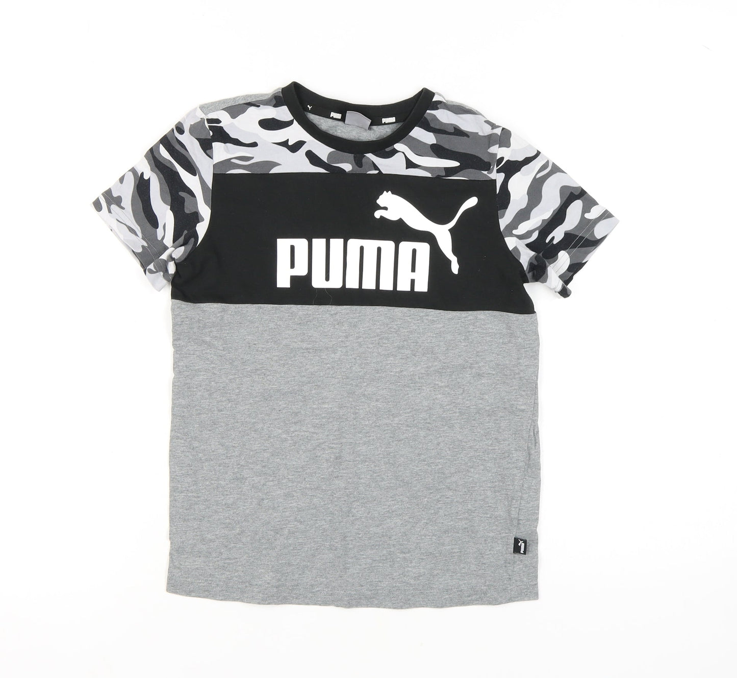 Puma Boys Grey T-Shirt 11-12 Years, Camouflage, Casual Sportswear