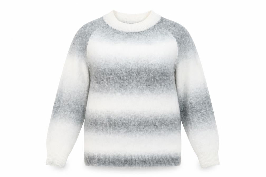 Marks and Spencer Women's Grey Striped Pullover Jumper